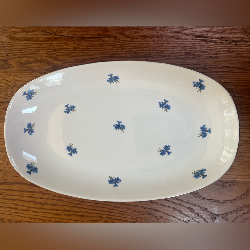 Vintage Chodziez Poland Blue Cornflower Oval Serving Platter